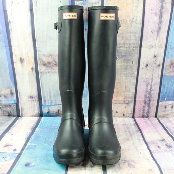Hunter Original Tall Rain Boots Matte Black Size 9 - Picture 5 of 9